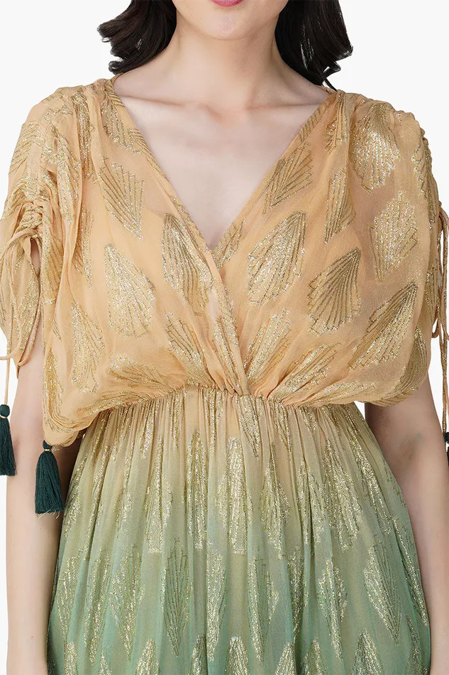 America and Beyond Dresses Women Jungle Green Ombray Lurex Maxi Dress
