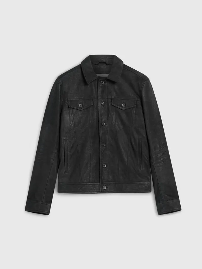 ANDREW TRUCKER Black Men John Varvatos Leather Jackets