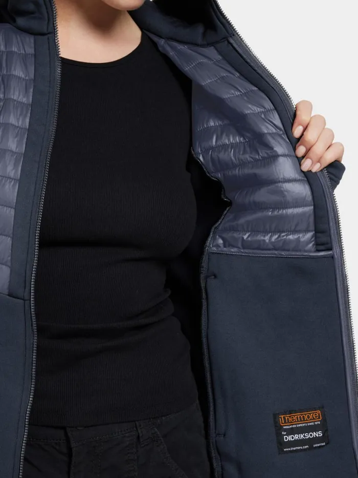 Annema Fullzip Dark Night Blue Women Didriksons Hybrid Jackets