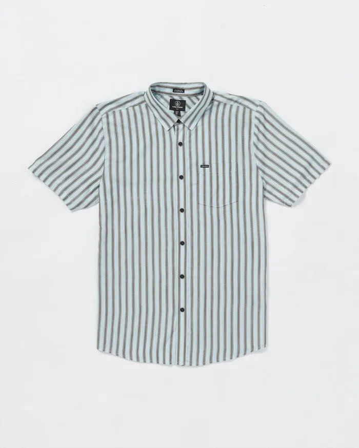 Arvostripe Woven Short Sleeve Shirt 8211 Road Sky Mens Volcom Tops and Tees
