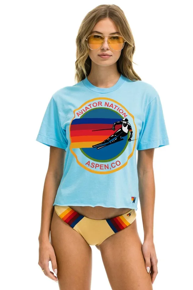 Aspen Boyfriend Tee 8211 Sky Women Aviator Nation Tees