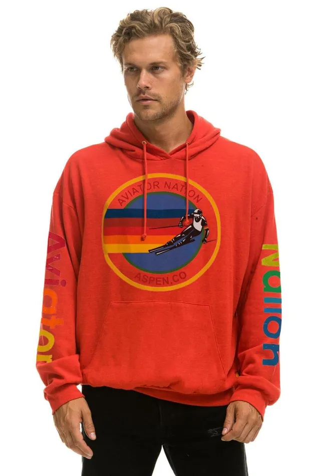 Aspen Relaxed Pullover Hoodie 8211 Red WomenMen Aviator Nation Hoodies