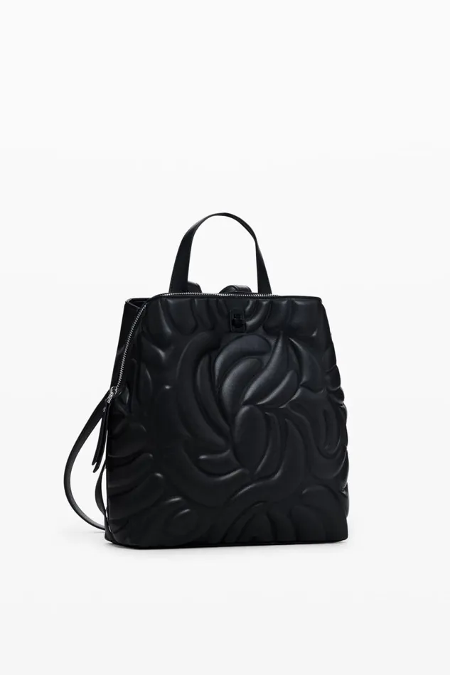 Backpacks Women Desigual Mini Backpack With Geometric Flowers Black