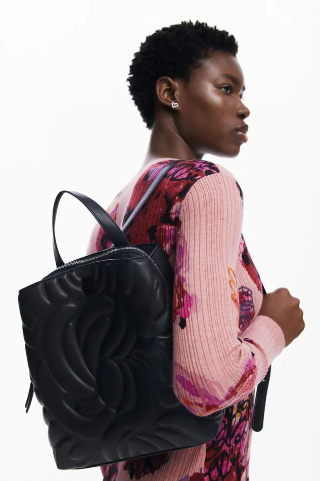 Backpacks Women Desigual Mini Backpack With Geometric Flowers Black