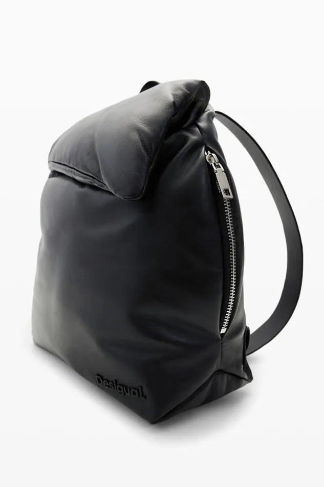Backpacks Women Desigual Small Leather Backpack Black