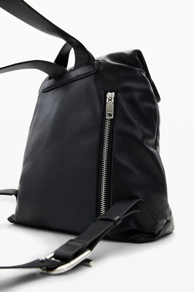 Backpacks Women Desigual Small Leather Backpack Black