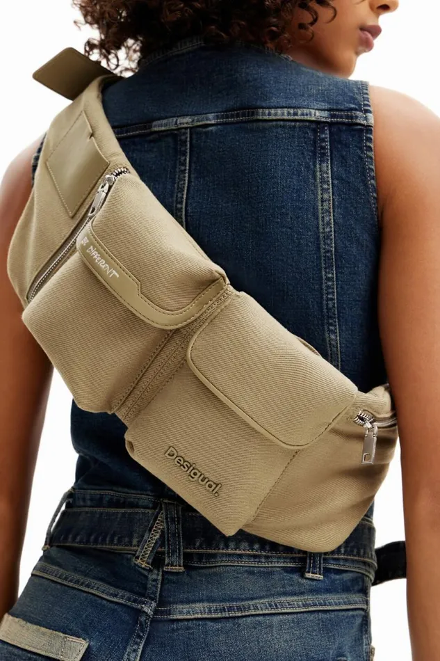 Bags Women Desigual M Canvas Pockets Bum Bag Green