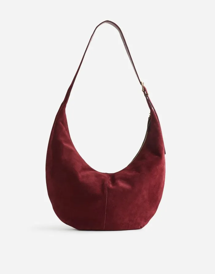 Bags Women Madewell The Essential Curve Shoulder Bag Deep Merlot