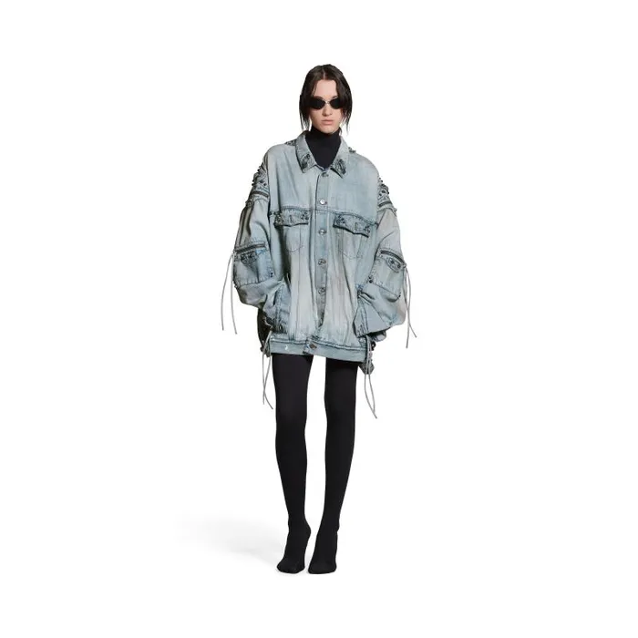 Balenciaga Coats and Jackets WomenMen Cagole Oversized Jacket In Blue Blue