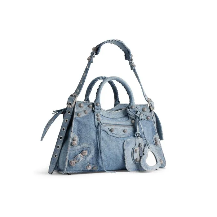 Balenciaga Handbags Women Women039s Neo Cagole City Handbag Denim With Rhinestones In Blue Blue Balenciaga Handbags Women Women039s Neo Cagole City Handbag Denim With Rhinestones In Blue Blue