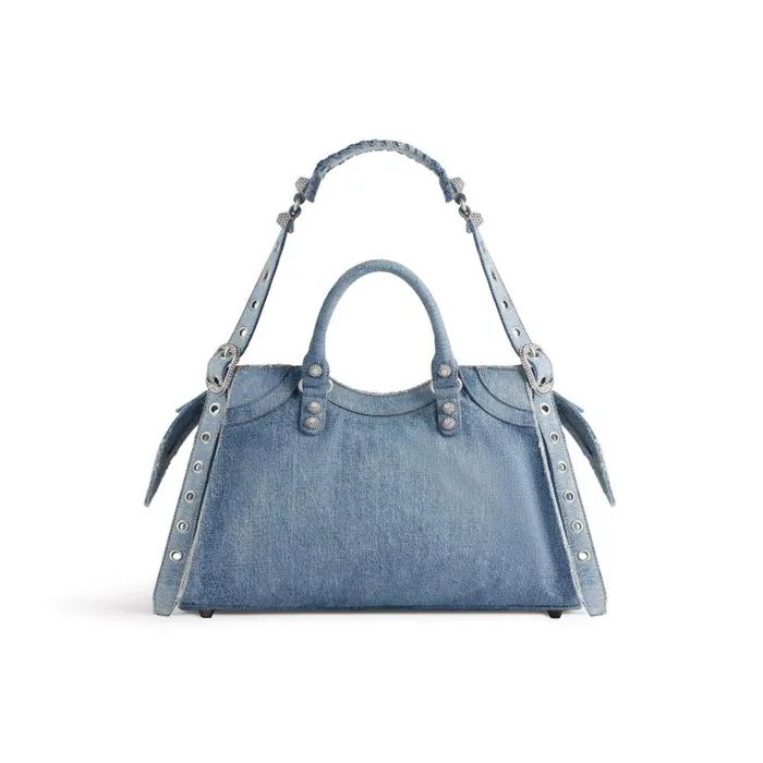 Balenciaga Handbags Women Women039s Neo Cagole City Handbag Denim With Rhinestones In Blue Blue Balenciaga Handbags Women Women039s Neo Cagole City Handbag Denim With Rhinestones In Blue Blue