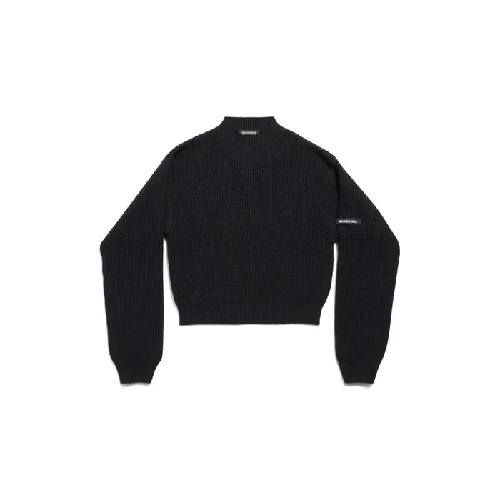 Balenciaga Knitwear Women Women039s Patch Cropped Sweater In Black Black