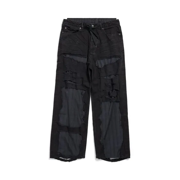 Balenciaga Pants WomenMen Patchwork Pyjama Pants In Black Black Balenciaga Pants WomenMen Patchwork Pyjama Pants In Black Black