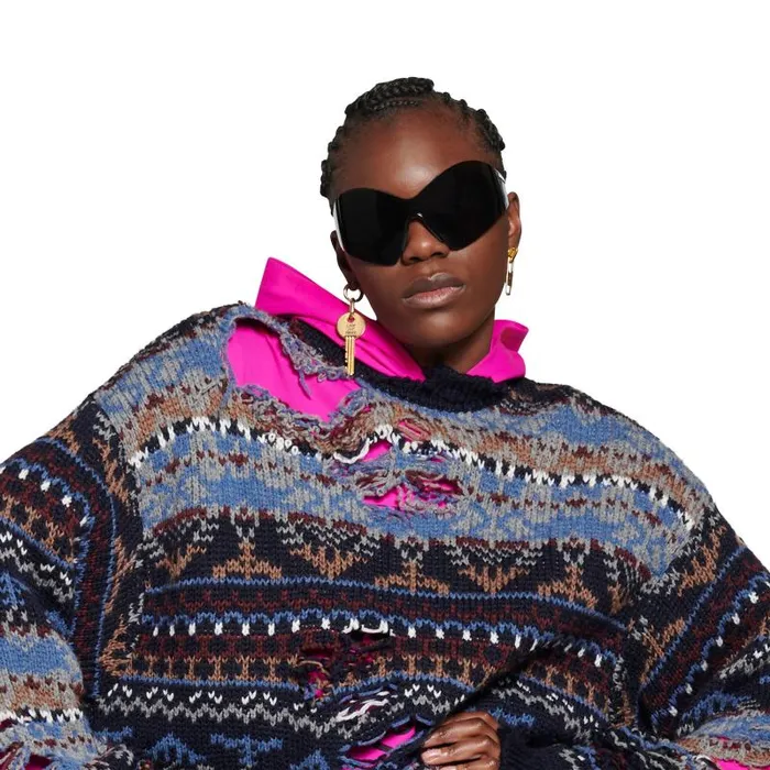 Balenciaga Sunglasses WomenMen Mask Butterfly Sunglasses In Black Black Balenciaga Sunglasses WomenMen Mask Butterfly Sunglasses In Black Black