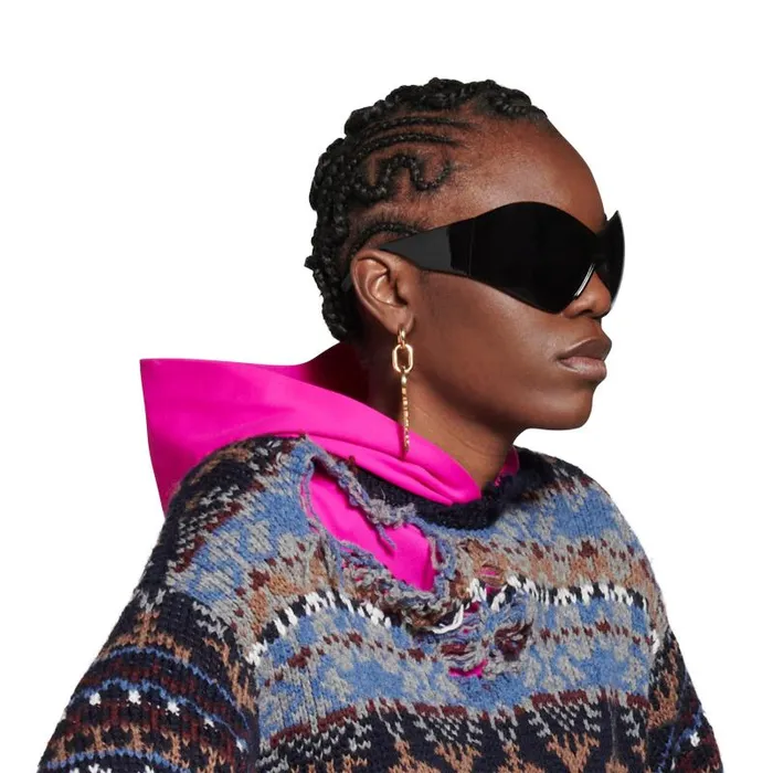 Balenciaga Sunglasses WomenMen Mask Butterfly Sunglasses In Black Black Balenciaga Sunglasses WomenMen Mask Butterfly Sunglasses In Black Black