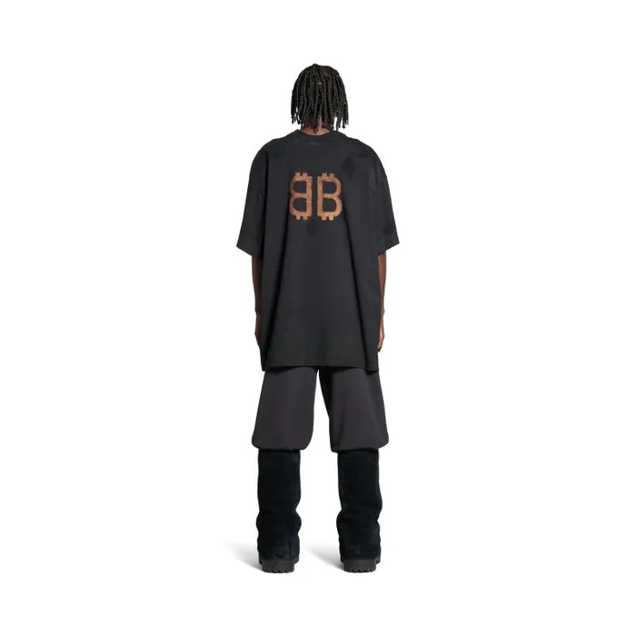 Balenciaga Tshirts Men Men039s Paris Moon Double Front Tshirt Oversized In Black Black Balenciaga Tshirts Men Men039s Paris Moon Double Front Tshirt Oversized In Black Black