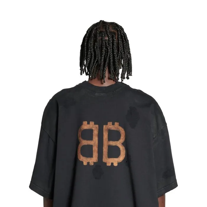 Balenciaga Tshirts Men Men039s Paris Moon Double Front Tshirt Oversized In Black Black Balenciaga Tshirts Men Men039s Paris Moon Double Front Tshirt Oversized In Black Black