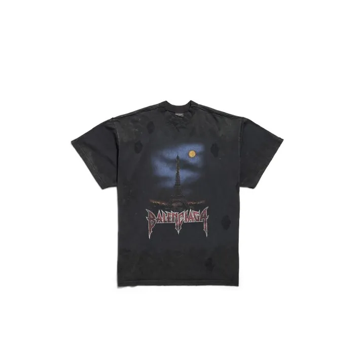 Balenciaga Tshirts Men Men039s Paris Moon Double Front Tshirt Oversized In Black Black Balenciaga Tshirts Men Men039s Paris Moon Double Front Tshirt Oversized In Black Black