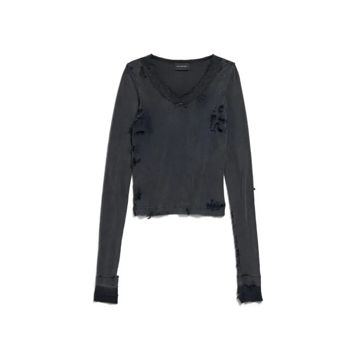 Balenciaga Tops and Shirts Women Women039s Distressed Lingerie Top In Black Black Balenciaga Tops and Shirts Women Women039s Distressed Lingerie Top In Black Black
