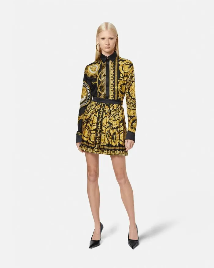 Barocco Pleated Skirt Blackprint Women Versace Skirts