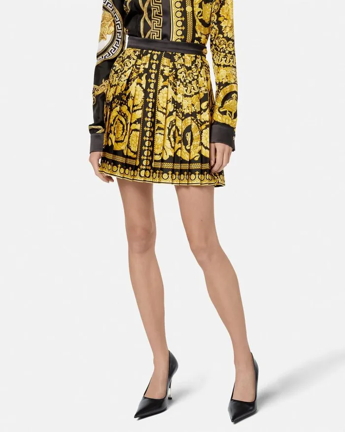Barocco Pleated Skirt Blackprint Women Versace Skirts