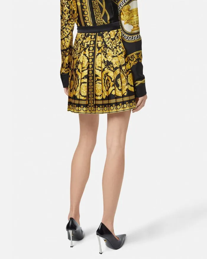 Barocco Pleated Skirt Blackprint Women Versace Skirts