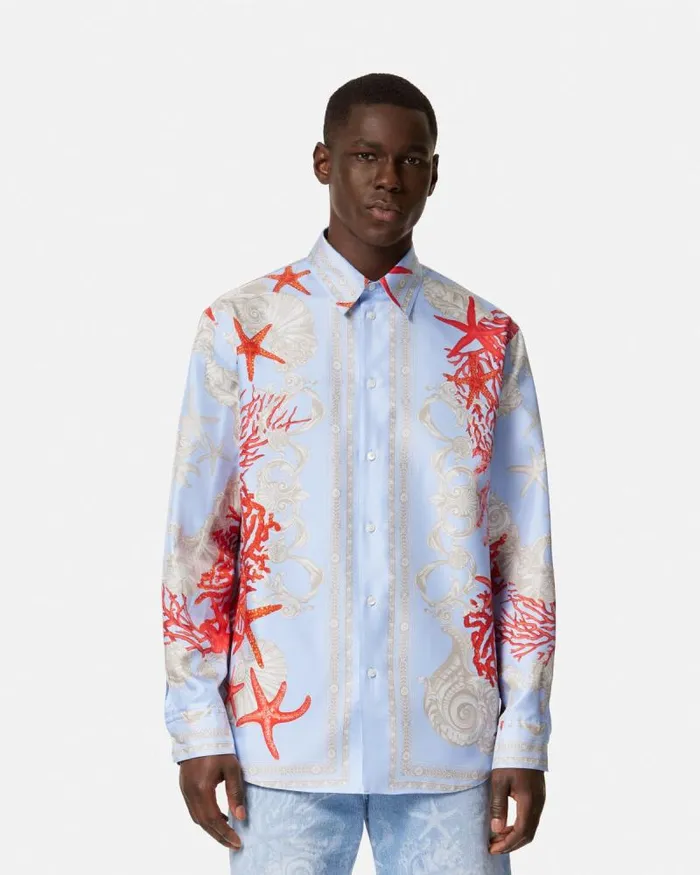 Barocco Sea Reversible Shirt Blueprint Men Versace Shirts