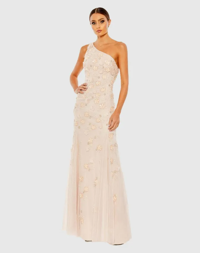 Best Sellers Mac Duggal Women Embellished One Shoulder Strappy Trumpet Gown Blush Best Sellers Mac Duggal Women Embellished One Shoulder Strappy Trumpet Gown Blush