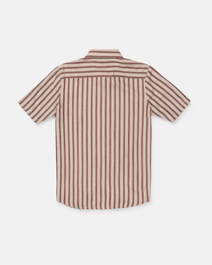 Big Boys Arvostripe Short Sleeve Shirt 8211 Khaki Kids Volcom Shirts and Flannels