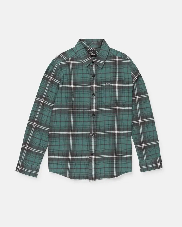 Big Boys Caden Plaid Long Sleeve Shirt 8211 Green Kids Volcom Shirts and Flannels Big Boys Caden Plaid Long Sleeve Shirt 8211 Green Kids Volcom Shirts and Flannels