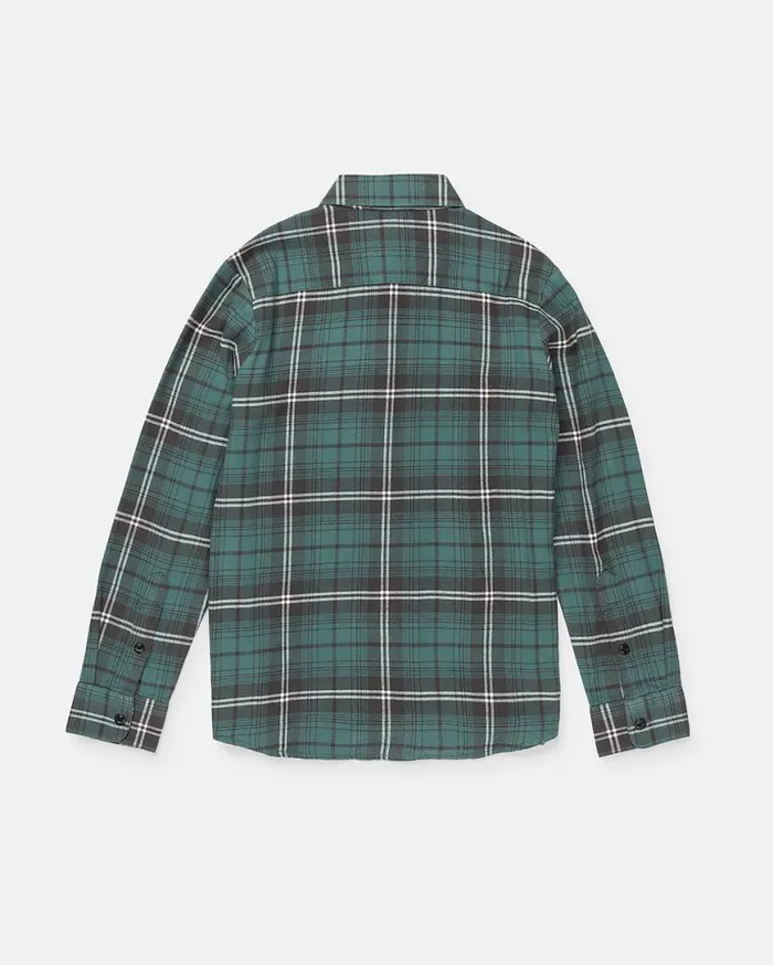 Big Boys Caden Plaid Long Sleeve Shirt 8211 Green Kids Volcom Shirts and Flannels