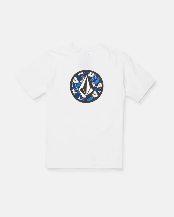 Big Boys Circle Stone Short Sleeve Tee 8211 White Kids Volcom TShirts and Tanks