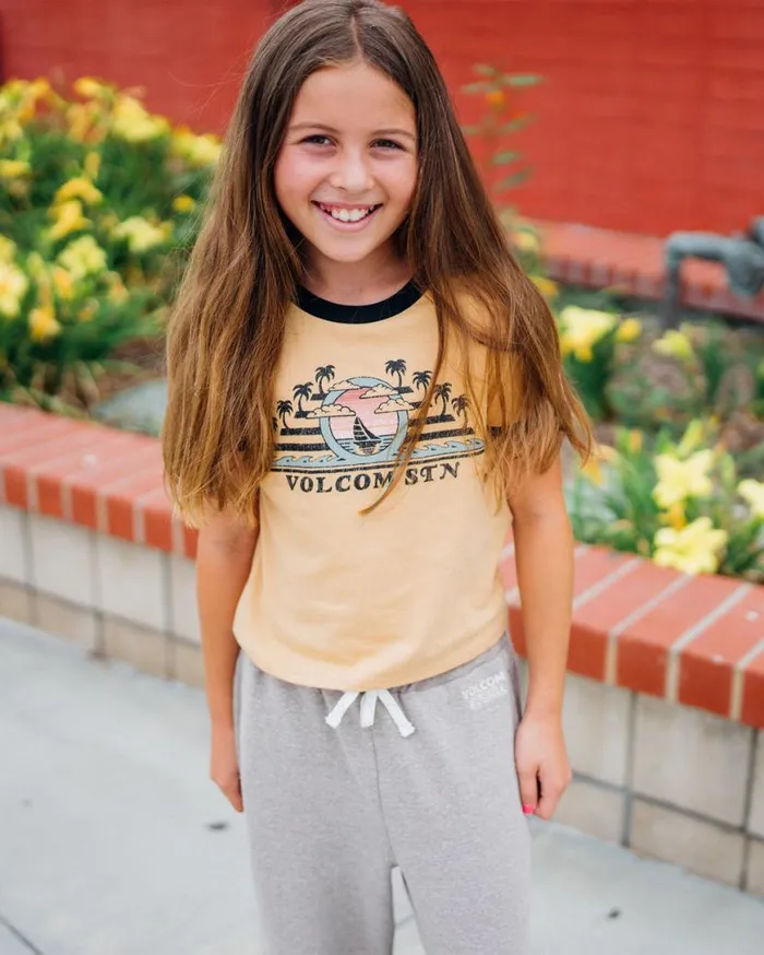 Big Girls Meet Me Short Sleeve Tee 8211 Sand Kids Volcom TShirts and Tanks