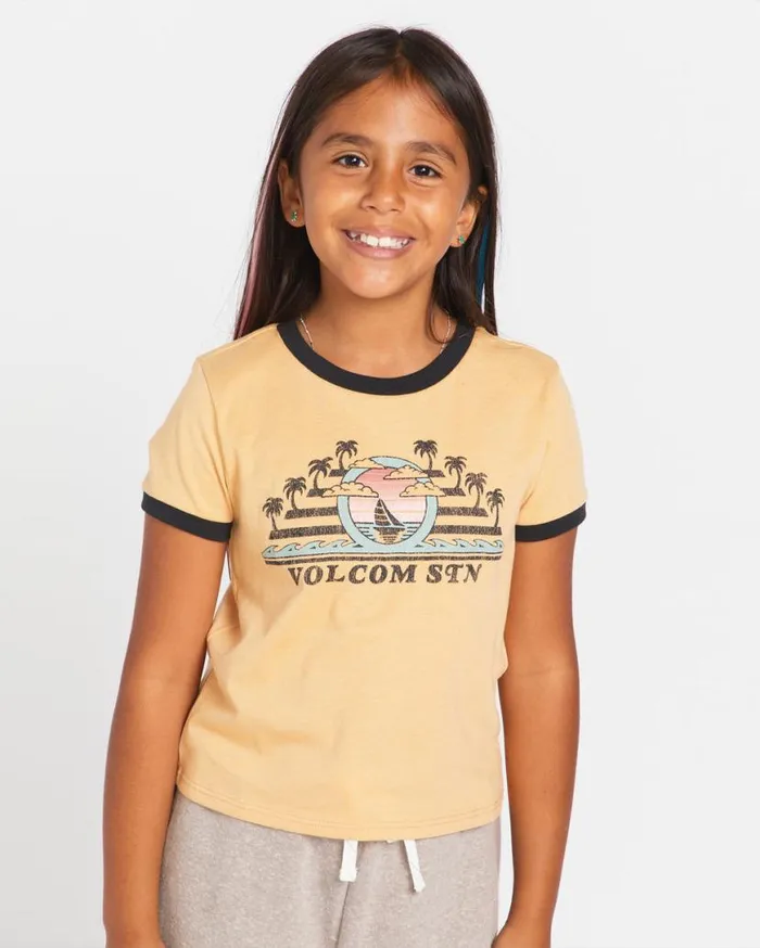 Big Girls Meet Me Short Sleeve Tee 8211 Sand Kids Volcom TShirts and Tanks