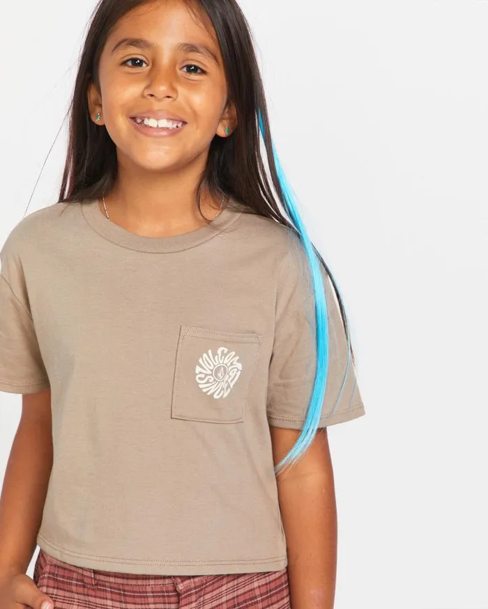 Big Girls Pkt Dial Short Sleeve Tee 8211 Moondust Kids Volcom TShirts and Tanks