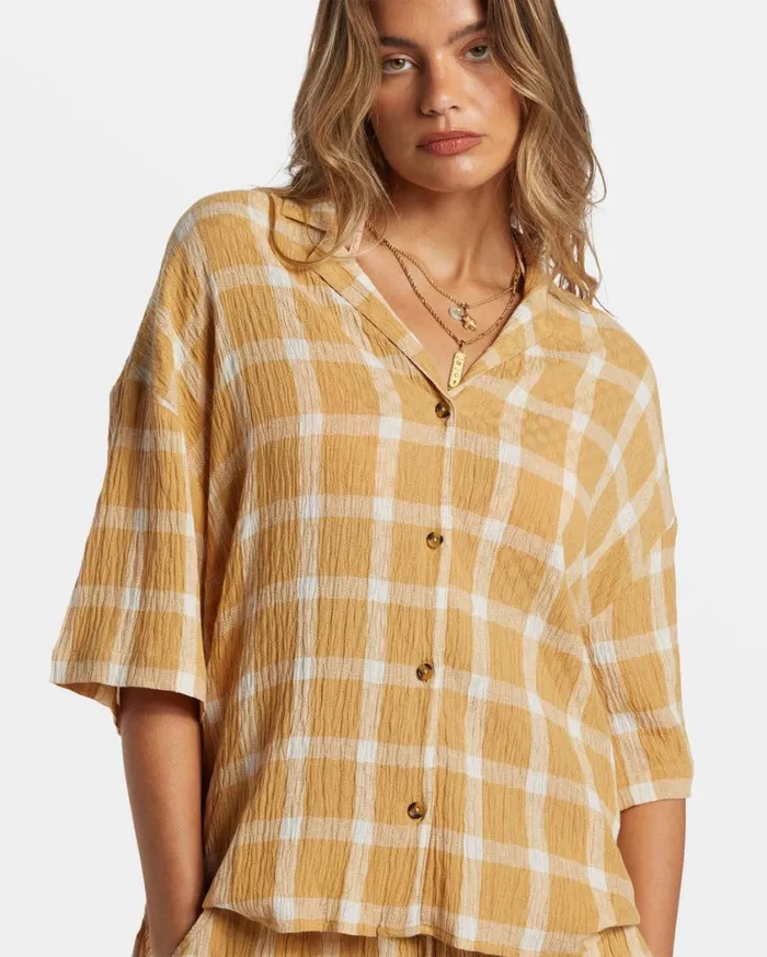Billabong Beach Side Oversized Short Sleeve Shirt Hemp 2 Womens Tops Billabong Beach Side Oversized Short Sleeve Shirt Hemp 2 Womens Tops