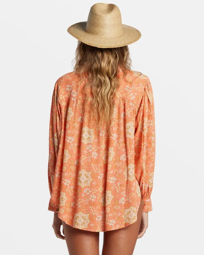 Billabong Dream Space Long Sleeve Shirt Sweet Papaya Womens Tops Billabong Dream Space Long Sleeve Shirt Sweet Papaya Womens Tops