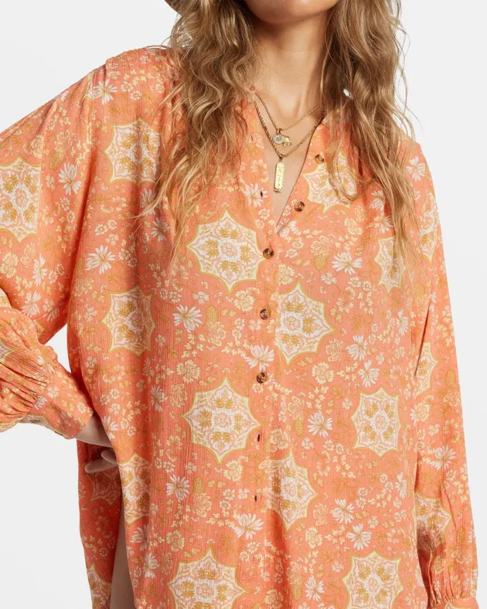 Billabong Dream Space Long Sleeve Shirt Sweet Papaya Womens Tops Billabong Dream Space Long Sleeve Shirt Sweet Papaya Womens Tops