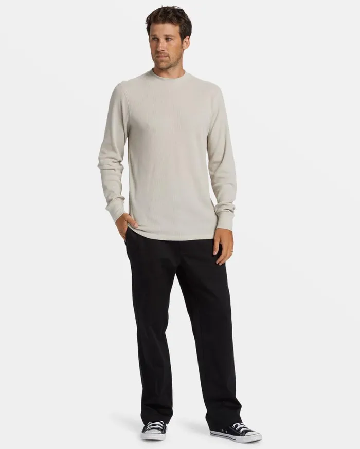 Billabong Essential Long Sleeve Thermal Top Stone Mens TShirts Billabong Essential Long Sleeve Thermal Top Stone Mens TShirts