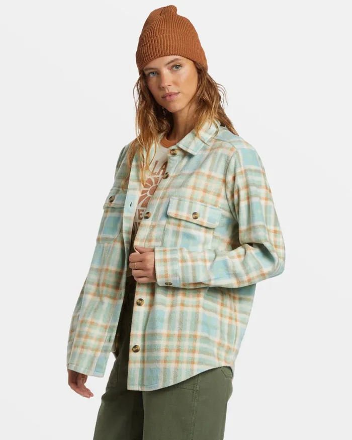 Billabong Forge Fleece Shacket Blue Haze Womens Jackets Billabong Forge Fleece Shacket Blue Haze Womens Jackets