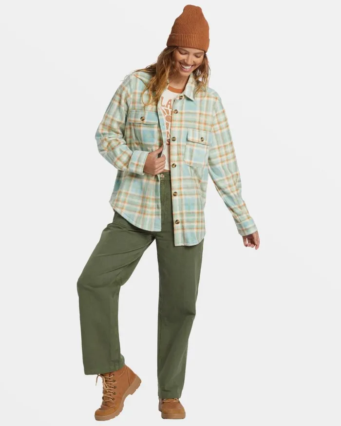 Billabong Forge Fleece Shacket Blue Haze Womens Jackets Billabong Forge Fleece Shacket Blue Haze Womens Jackets
