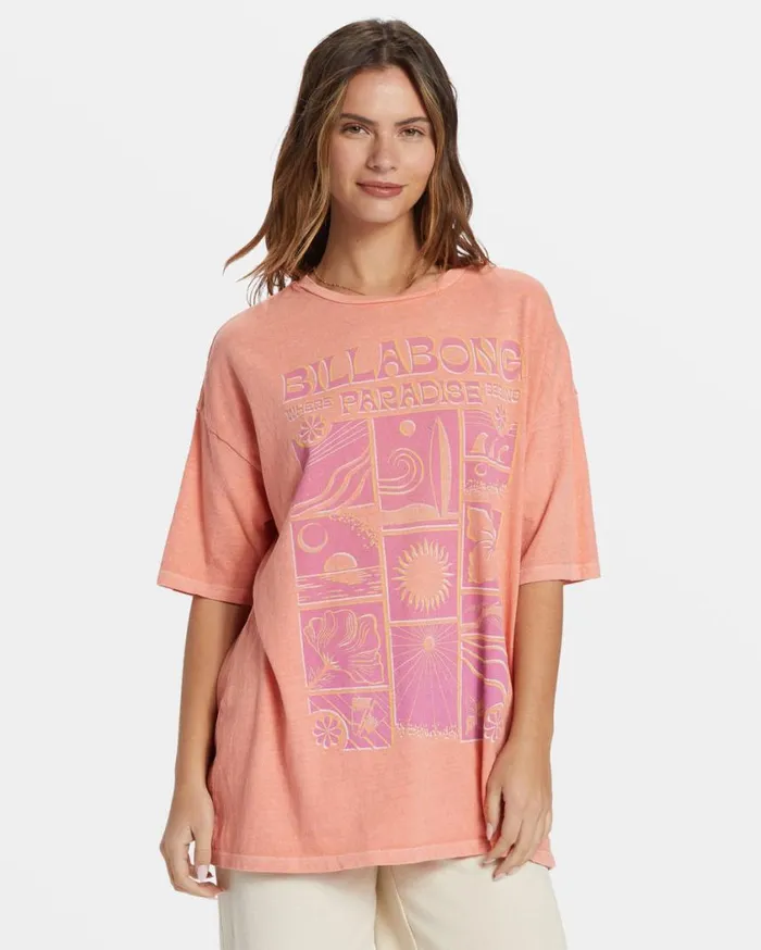 Billabong Paradise Begins TShirt Peach Out Womens Graphic Tees and Tanks