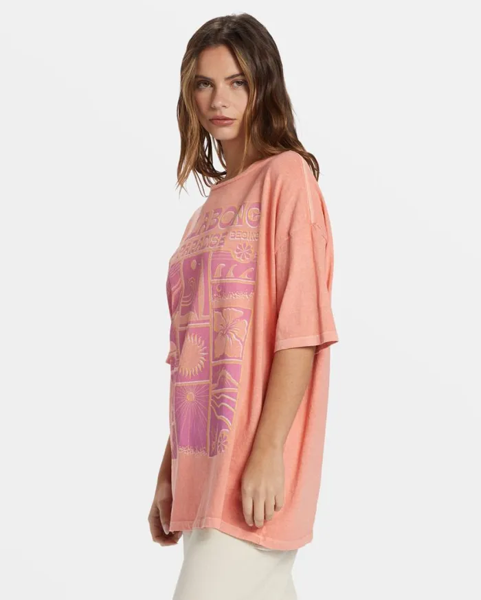 Billabong Paradise Begins TShirt Peach Out Womens Graphic Tees and Tanks Billabong Paradise Begins TShirt Peach Out Womens Graphic Tees and Tanks