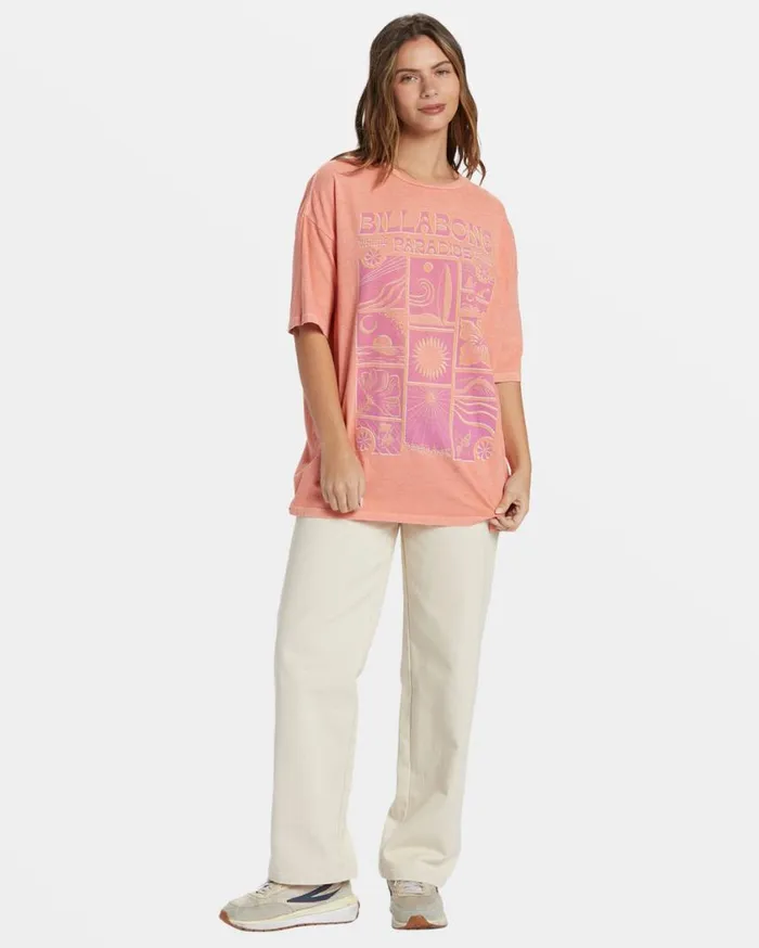 Billabong Paradise Begins TShirt Peach Out Womens Graphic Tees and Tanks Billabong Paradise Begins TShirt Peach Out Womens Graphic Tees and Tanks