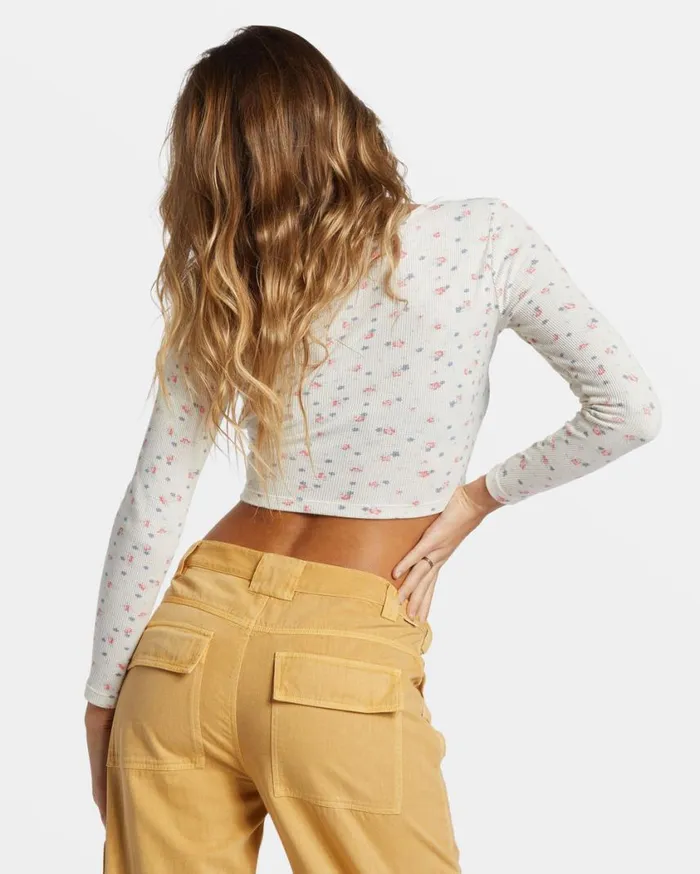 Billabong Reese Thermal LongSleeve Cropped Top White Cap Womens Tops Billabong Reese Thermal LongSleeve Cropped Top White Cap Womens Tops