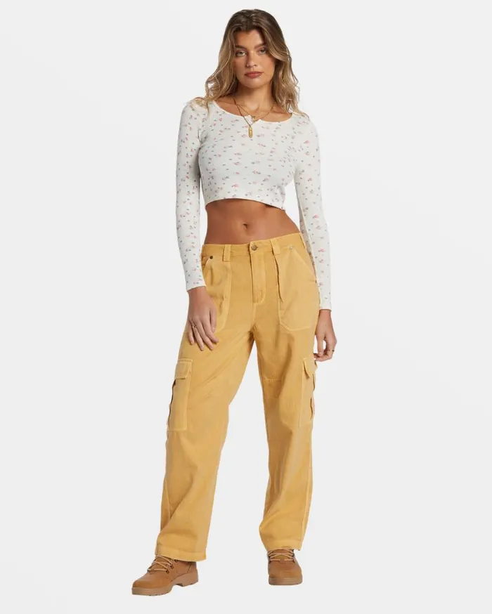 Billabong Reese Thermal LongSleeve Cropped Top White Cap Womens Tops Billabong Reese Thermal LongSleeve Cropped Top White Cap Womens Tops