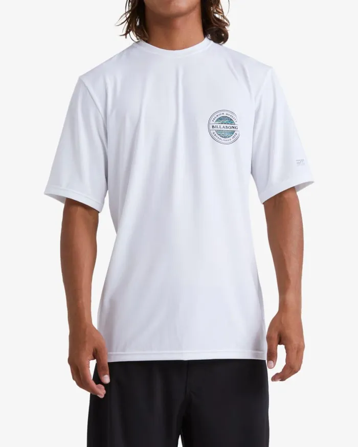 Billabong Rotor Loose Fit Short Sleeve Surf Tee White Mens Rashguards and Surf Tees Billabong Rotor Loose Fit Short Sleeve Surf Tee White Mens Rashguards and Surf Tees