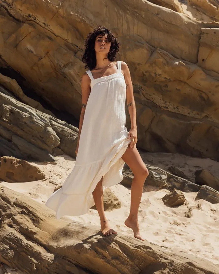 Billabong Summers End Maxi Dress White Cap Womens Dresses