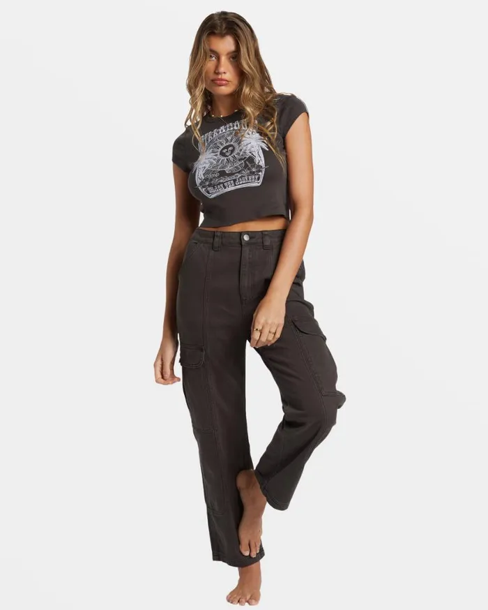 Billabong Sunrise To Sunset TShirt Off Black Womens Graphic Tees and Tanks Billabong Sunrise To Sunset TShirt Off Black Womens Graphic Tees and Tanks