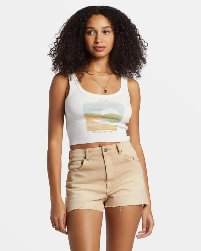Billabong The Golden West Cropped Tank Top Salt Crystal Womens Tops